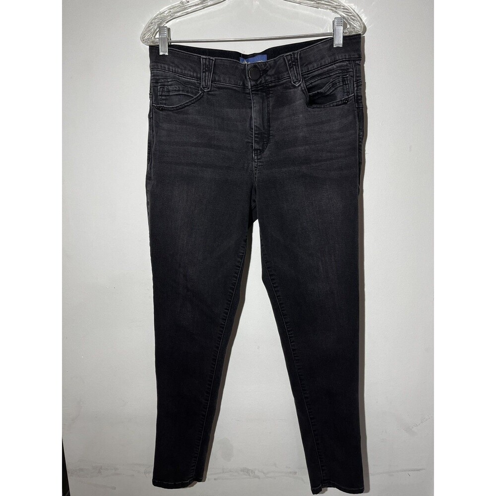 Democracy Womens 12 Black Dark Wash Mid Rise "Ab"Solution Denim Skinny Jeans